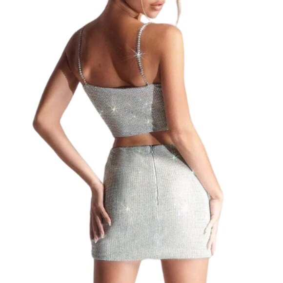 NWT Portia and Scarlett PS329B Two-Piece Homecoming Dress Silver Size 6 - Picture 2 of 12